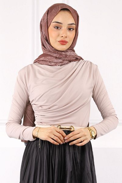 İmajButik Σκούρο μπεζ ζιβάγκο Draped Sandy μπλούζα