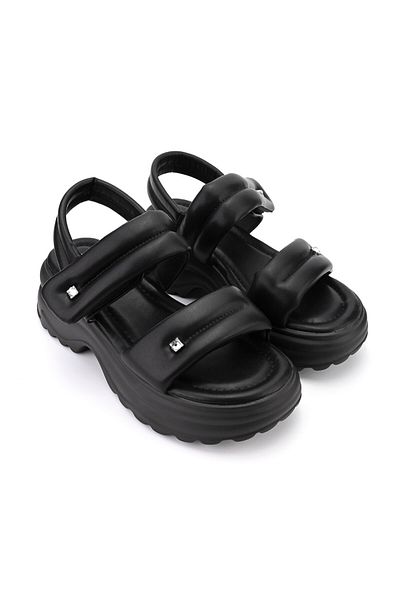 Tmall Sandale de damă, cu platformă, din piele ecologică, Sa67, negre