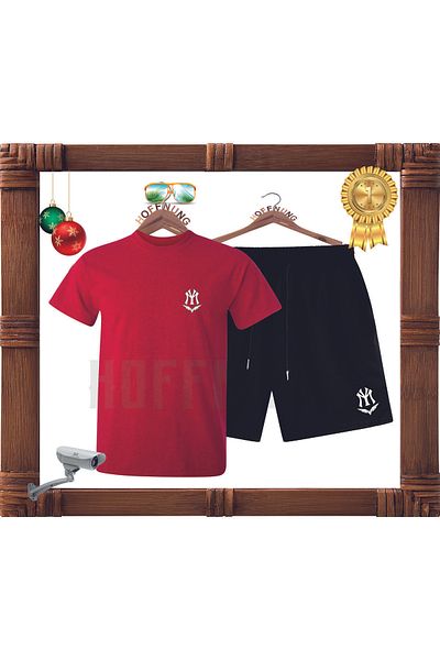 HOFFNUNG Summer SporTs SeT - PrinTed Full ShorTs and Combed CoTTon T-Shirt