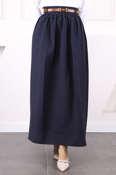 İmajButik Μπλε ναυτική φούστα με κορδόνι με ζώνη μέσης