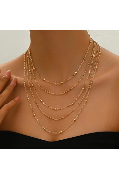 muheres Rose 5 Sıra Zincir Tasarım Kolye