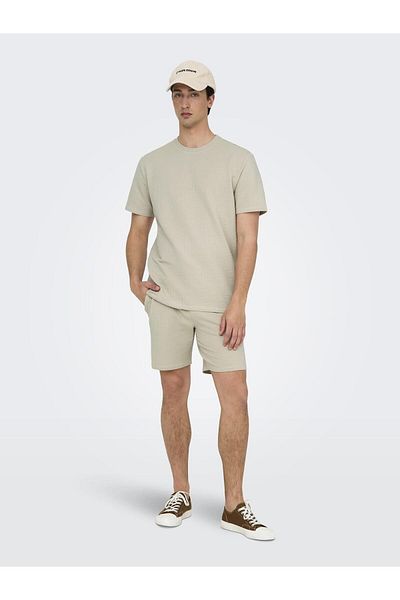 Only & Sons ONLY & SONS Ανδρικό σορτς Seersucker Fabric Relaxed Cut - Εκρού