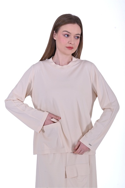 Invee Skirted Modal Suit - Beige