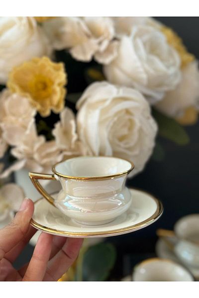 hinezahome Pico Gold Cream Cup Set for 6 People