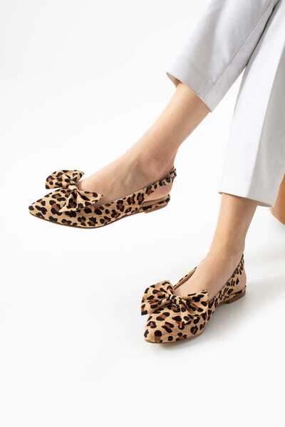VANİLLA LİFE Women's Bow Leopard Sandals