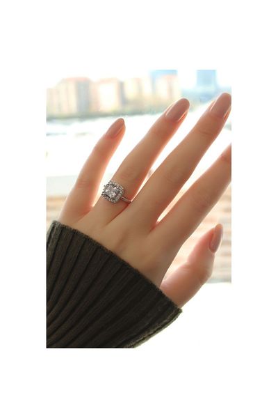 Skygo Silver Color Baguette and Zircon Stone Square Ring - TJ-BYK1740