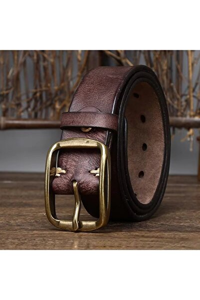 delis Men's Belt C-152, Genuine Leather, Dark Brown