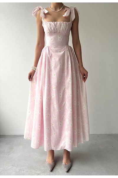 Julidress Φόρεμα με λουλουδάτο μοτίβο με κορσέ με λεπτομέρεια πλισέ μίντι μήκους