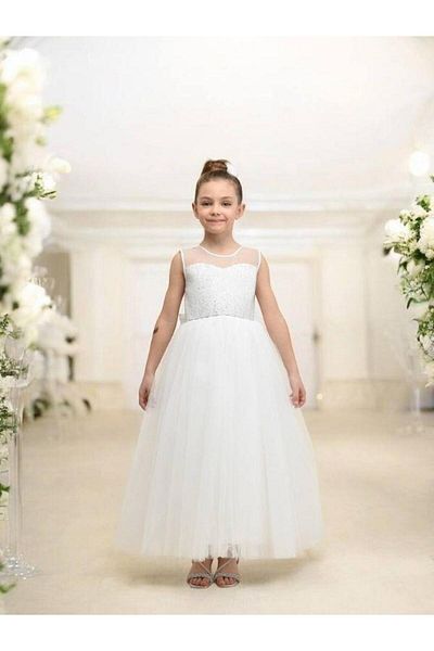 Zekids Girl's Tulle and Bow Detailed Design Evening Dress