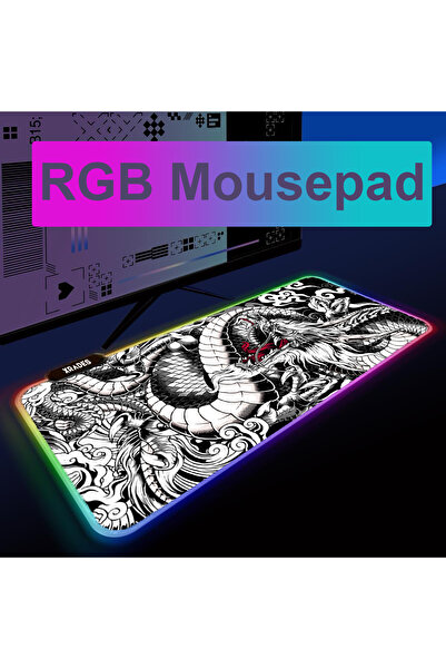 Xrades White Dragon RGB Mousepad 80x30 cm 13 farklı renk modu Su geçirmez oyuncu gaming XL mausepad
