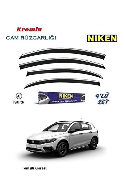 Niken Fiat Egea Cross (2021-2025) Kromlu Cam Rüzgarlığı 4'lü Set
