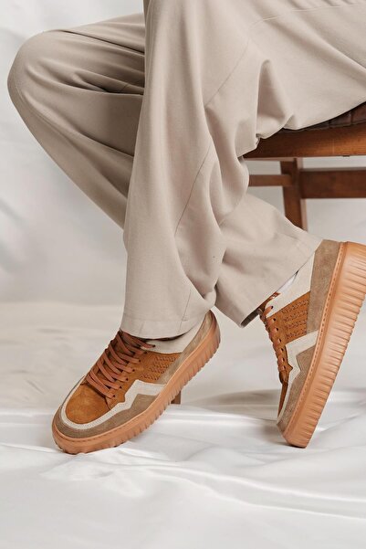 Shoetyle - Tan Genuine Suede Lace-Up Men's Sneaker 115-K502