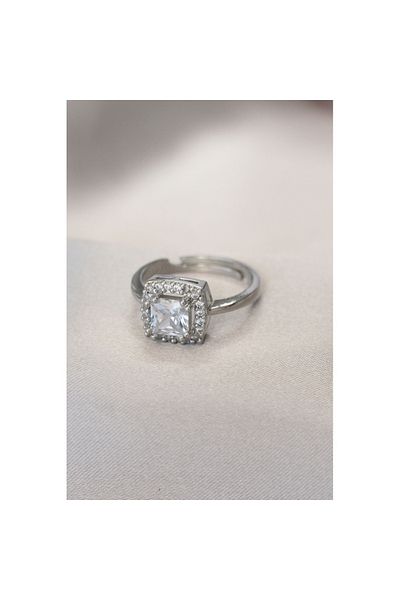 Skygo Silver Color Baguette and Zircon Stone Square Ring - TJ-BYK1740