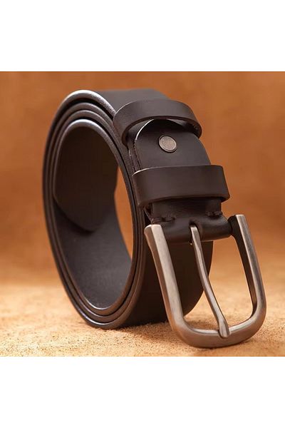 delis Men's Belt C-142, Genuine Leather, Dark Brown
