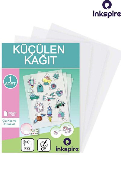 inkspire Küçülen Kağıt 20x25 cm 1 Adet Isıyla Küçülen Kağıt Fırında Küçülen Büzüşen Boş Kağıt Anahtarlık Küpe