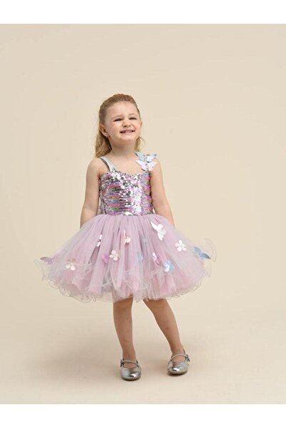 Zekids Βραδινό φόρεμα για κορίτσια με κεντητό τούλι με λεπτομέρεια σχέδιο πετ...