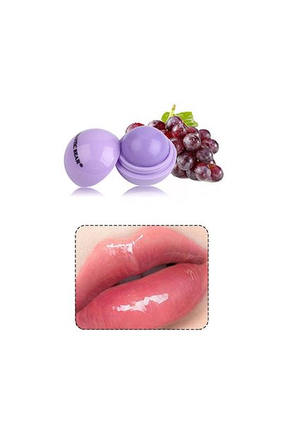 Muchmy 2 Pcs Grape Fruit Flavor Anti Crack Lip Moisturizing Lip Balm Round Shape Lips Care Shiny Lips Balm
