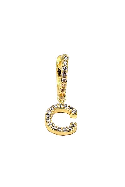 SIC MODA Cercel 3165 Litera C Din Otel Chirurgical Placat Cu Aur De 14k