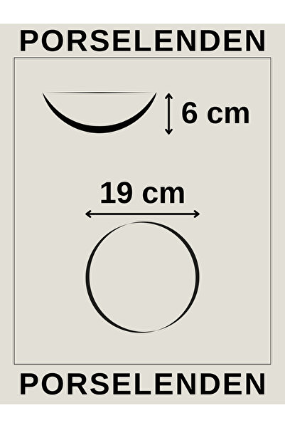 porselenden Modern Silver 19 cm Set of 2 Deep Premium Porcelain Bowl Salad Bowl Presentation Set