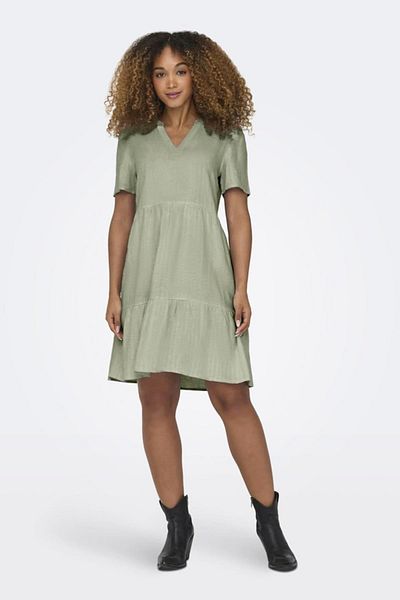 ONLY Only Women's V-Neck Short Sleeve Linen Dress