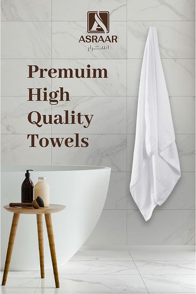 Asraar Bathroom Shower Soft Towels White Color,80x50cm 300g,Lightweight and Quick Drying ,Ideal Gift Choice