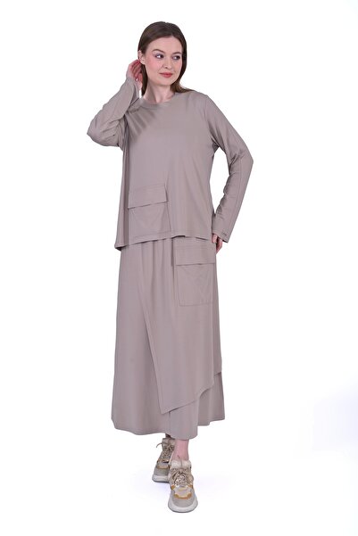 Invee Skirted Modal Suit - Mink