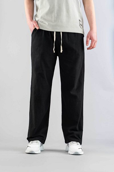 bombe Men's pants elastic waist linen casual stretchy Stretch Fabric basic cotton jogger