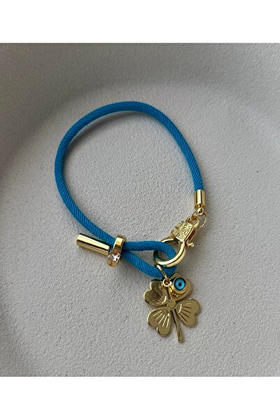 mos&more Mavi İp Yonca Şans Bilekliği