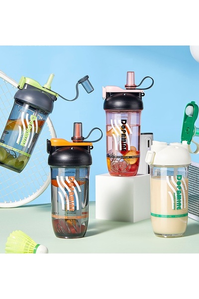 Livava Energy Drinker 500 Ml, with Shaker and Straw, Gray, 24X11