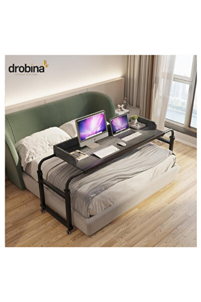 drobina طاولة فوق السرير مع عجلات من دروبينا، طاولة لاب توب فوق السرير، 40 * 120 سم رمادي فاتح