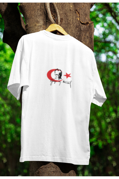 MG تي شيرت غازي مصطفى كمال أتاتورك مطبوع للجنسين برقبة دائرية من القطن مقاس ك...