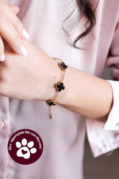 ATALYA ACCESSORY Yonca Modeli Gold Renk Kadın Çelik Bileklik - 17 Cm Uzunluk