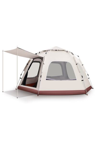 AteşTech 8-10 Kişilik Tam Otomatik Tenteli Altıgen Kamp Çadırı 280*280*158