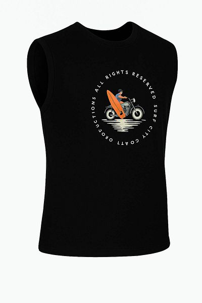 trender Motorcycle Print Black Men's Sleeveless T-Shirt