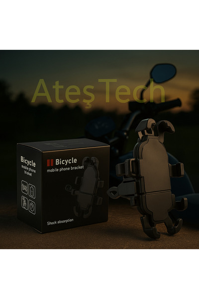 AteşTech Gidon ve Ayna Bağlantılı Motosiklet Telefon Tutucu Profesyonel Titreşim Engelleyici