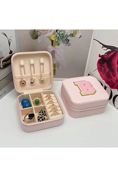 Choice صندوق تخزين مجوهرات صغير B أفكار هدايا وصيفة العروس حقيبة مجوهرات للسفر الحرف الأول مع اسم الميلاد.