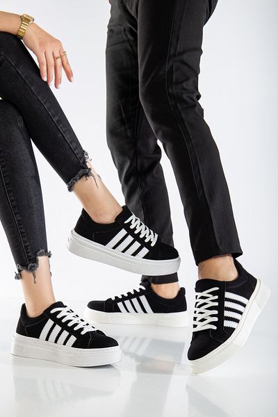 MY GROSS SHOES Unisex Daily Thick Sole Orthopedic Retro Stripe Black White Guaranteed Sports Sneaker Shoes