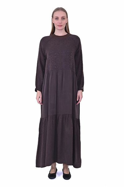 Invee Invee 7033 Patterned Modal Dress - Brown