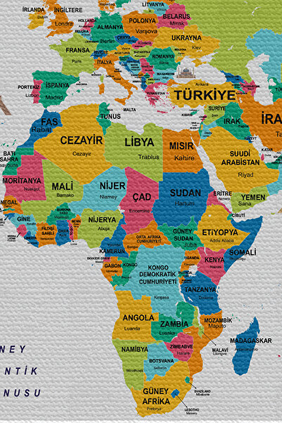 Lasirius Wall Covering, Turkish Current World Map with Carpet Flag Detail