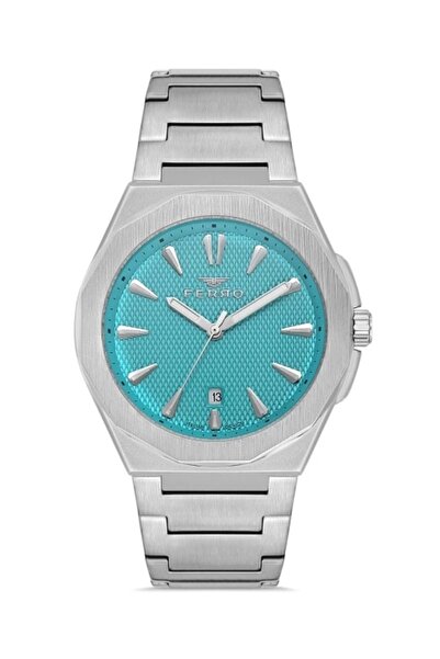 FERRO Silver Steel Band Men's Wristwatch F11498Awt-A15 3 Atm Water Resistant 2 Years Warranty Comes with Gift Package