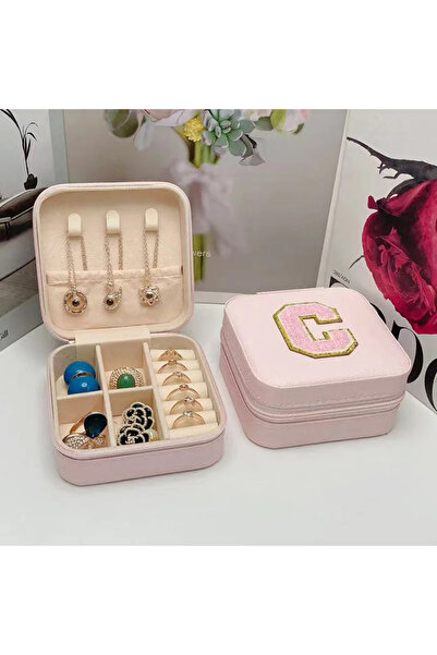 Choice صندوق تخزين مجوهرات صغير على شكل حرف C، أفكار هدايا وصيفة العروس، علبة مجوهرات للسفر، الحرف الأول من اسم الميلاد.