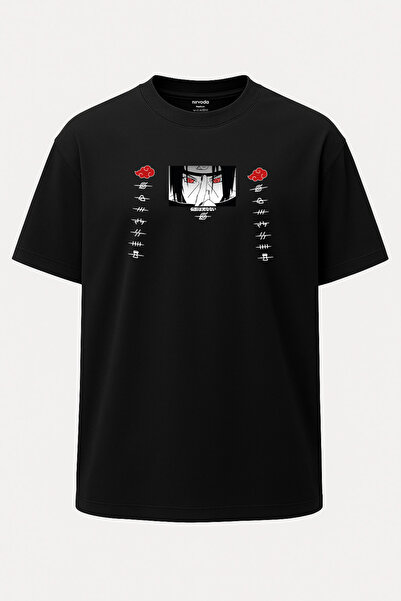 nirvoda Tricou negru unisex japonez Naruto Oversize İtachi