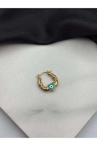 Lumiera 3-Piece Gold Color Evil Eye Bead Detailed Zircon Stone Design Hanging Steel Earrings