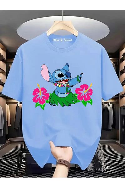 New Shine 1 tricou este un cadou pentru achiziții de 6 și peste în coș - Tricou oversize cu imprimeu Lilo și Stitch