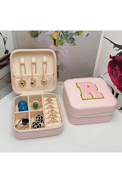 Choice صندوق تخزين مجوهرات صغير R، أفكار هدايا وصيفة العروس، علبة مجوهرات للسفر، الحرف الأول من اسم الميلاد.
