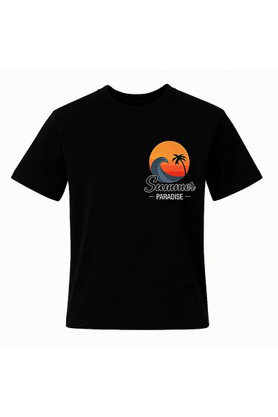 trender Summer Surf Print Black Men's T-Shirt