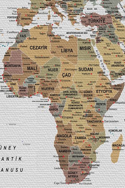 Lasirius Wall Cloth, Turkish Current World Map with Carpet Detail, Quality Canvas Fabric