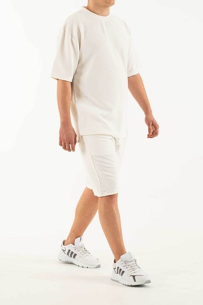 bombe Men's White 2-Piece Set Pocket Printed Oversize Comfort Relaxed Fit T-Shirt Shorts Set