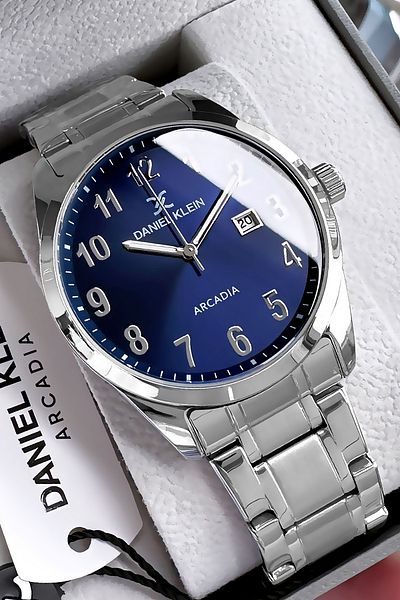 Daniel Klein Men's Wristwatch 3 Atm Waterproof Silver Color Steel Strap and Bracelet