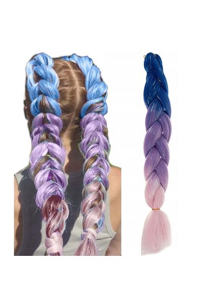 zola ® extensii de par sintetic, ombre violet-roz si sclipici, 60 cm
